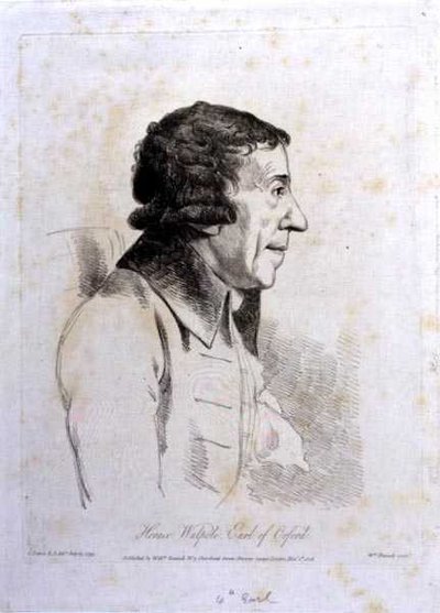 Horace Walpole, 4. jarl af Orford (1717-97), graveret af William Daniell (1769-1837) af George (after) Dance