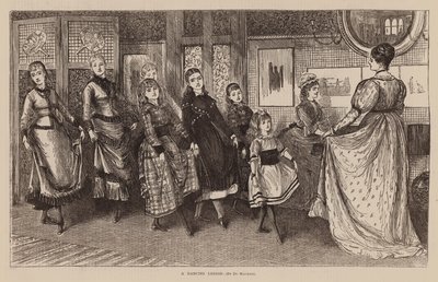 En danselektion (gravering) af George (after) Du Maurier