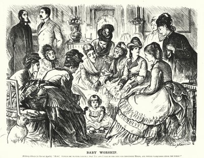Punch tegneserie: Baby Worship (gravering) af George (after) Du Maurier