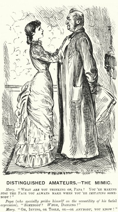Punch tegneserie: Distinguished Amateurs - the Mimic (gravering) af George (after) Du Maurier
