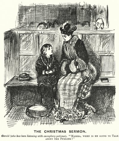 Punch tegneserie: The Christmas Sermon (gravering) af George (after) Du Maurier