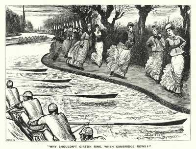 Punch tegnefilm: Hvorfor skulle Girton Rink ikke. Når Cambridge Rows? (gravering) af George (after) Du Maurier