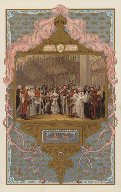 Dåb af den fremtidige kong Edward VII (farve litho) af George (after) Hayter