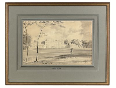 Carton House, Co. Kildare, sæde for hertugen af Leinster (blyant og grå vask) af George (after) Petrie