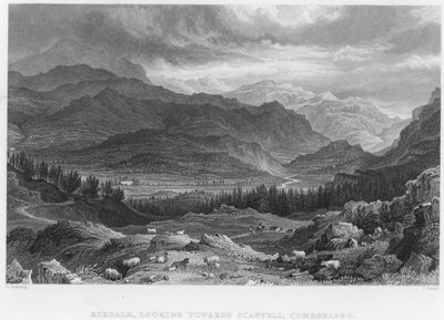 Eskdale, Looking Towards Scawfell, Cumberland (gravering) af George (after) Pickering
