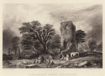 Windleshaw Abbey, Lancashire (gravering) af George (after) Pickering