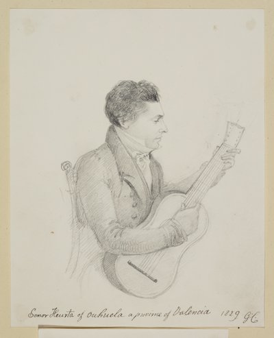 Señor Huerta fra Orihuela, Valencia, spiller en guitar af George (attr. to) Cumberland
