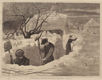 En Vintermorgen, - Skovle ud af George A. Avery after Winslow Homer