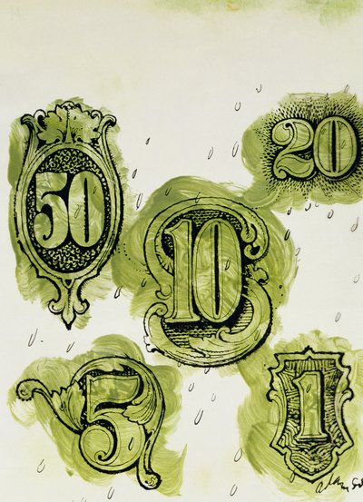 Dollars (blæk & wc på papir) af George Adamson
