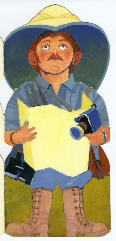 Mand (blyant og gouache på kort) af George Adamson