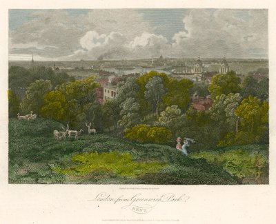 London fra Greenwich Park, Kent af George Arnald