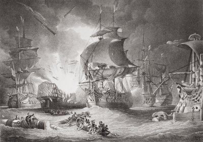 The Battle of the Nile, 1. august 1798, fra `Illustrationer af engelsk og skotsk historie