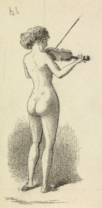 Nøgen kvinde spiller violin af George Augustus Sala
