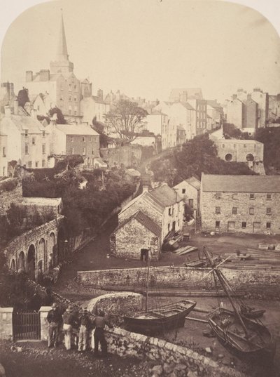 En del af Tenby by og havn, 1853. af George B. Stokes