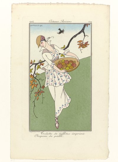 Journal des Dames et des Modes, Costumes Parisiens, 1914, nr. 179: Toiletter i taft (...) af George Barbier