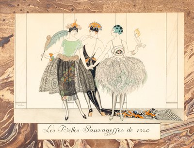De smukke Sauvageffes fra 1920, fra Le Bonheur du Jour eller, Les Graces à la Mode, 1924. af George Barbier
