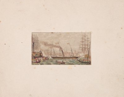 Nålebokstryk: The Royal Fleet in Kilkenny Bay, 1850. af George Baxter