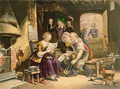 Nyheder hjemmefra, 1854 af George Baxter