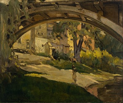 Pige under buet bro (olie på lærred) af George Benjamin Luks