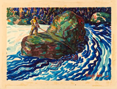 Guidefiskeri (akvarel på papir) af George Benjamin Luks
