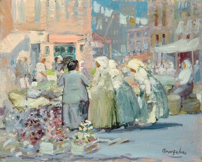 Spring Morning, Houston og Division Streets, New York af George Benjamin Luks