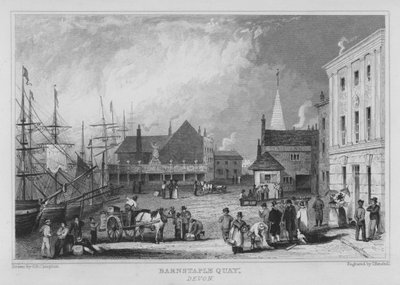 Barnstaple Quay, Devon (gravering) af George Bryant Campion