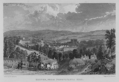 Exeter, fra Pensylvania Hill (gravering) af George Bryant Campion