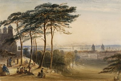 Greenwich fra Observatory Hill, ca. 1850 (akvarel) af George Bryant Campion