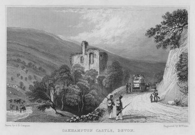Okehampton Castle, Devon (gravering) af George Bryant Campion