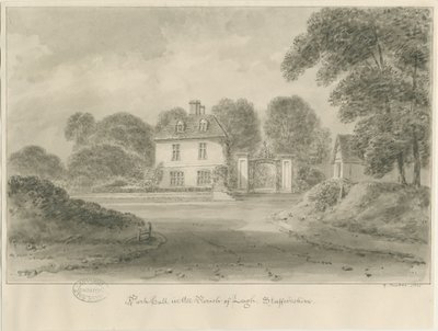 Leigh - "Park Hall": sepia drawing, 1841dani af George Buckler