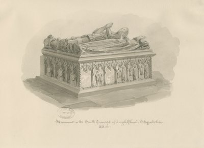 Leigh Church - Monument of Sir John Aston: sepia drawing, 1841dani af George Buckler