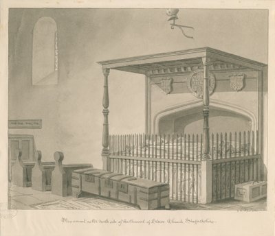 Stowe Church - Table tomb: sepia drawing, 1841dani af George Buckler
