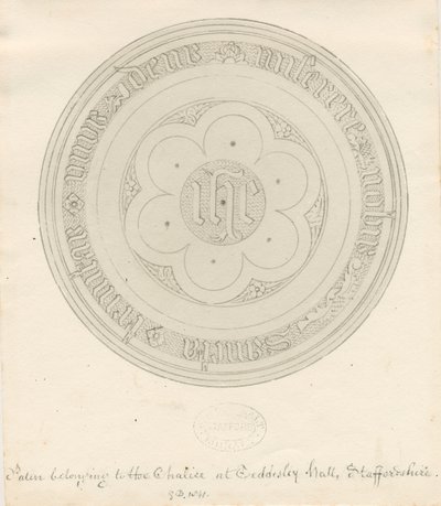 Teddesley Hall - Patent: pen og vask tegning af George Buckler