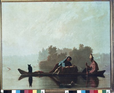Pelshandlere på vej ned af Missouri-floden af George Caleb Bingham