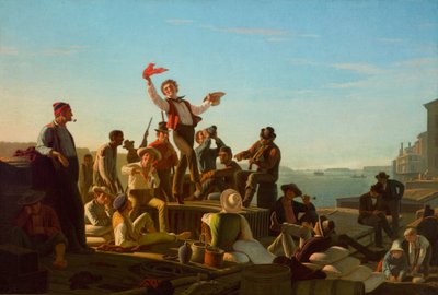 Jolly Flatboatmen i Havn af George Caleb Bingham