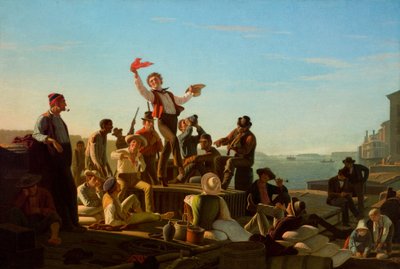 Jolly Flatboatmen i havn af George Caleb Bingham