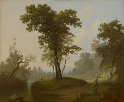 Landskab med fisker af George Caleb Bingham