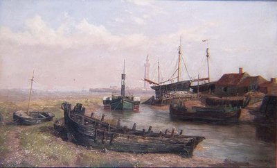 The Mouth of the River Freshney, nær Grimsby, Lincolnshire af George Cammidge
