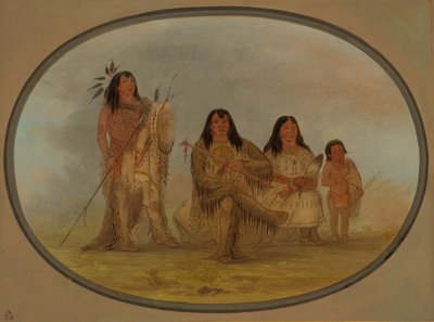 En Blackfoot -chef, hans kone og en medicinmand, 18611869. af George Catlin
