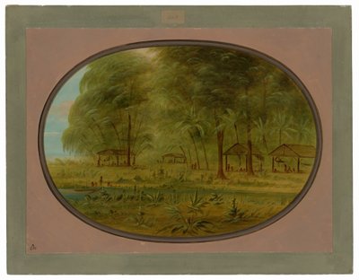 En caribisk landsby i Hollandsk Guyana af George Catlin