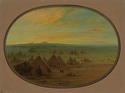 En kragelandsby ved Salmon River, 18551869. af George Catlin