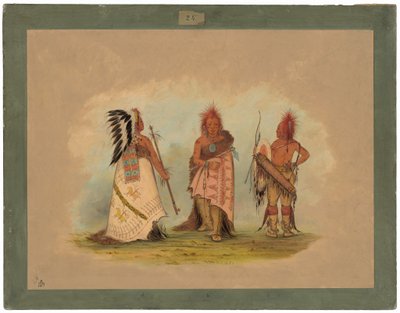 En Pawnee Chief med to krigere af George Catlin