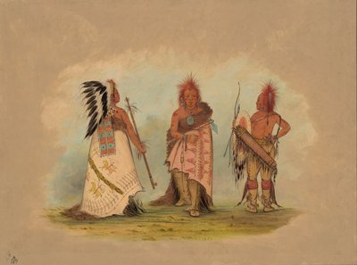 En Pawnee-høvding med to krigere, 18611869. af George Catlin