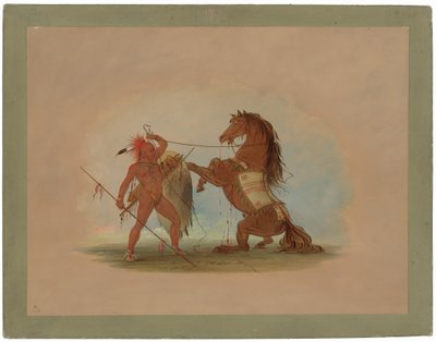En Pawnee-kriger ofrer sin yndlingshest af George Catlin