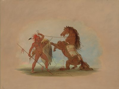 En Pawnee-kriger, der ofrer sin yndlingshest, 18611869. af George Catlin