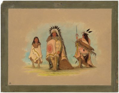 En Sioux-høvding, hans datter og en kriger af George Catlin