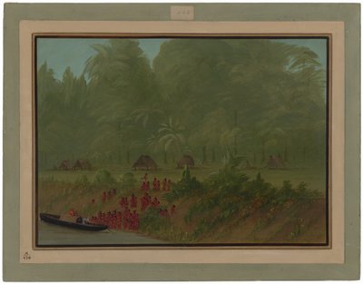 En Yahua-landsby af George Catlin