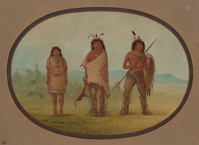 En Yuma-høvding, hans datter og en kriger, 18551869. af George Catlin