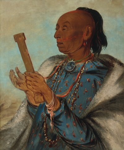 Ah-tón-we-tuck, Cock Turkey, Repeating His Prayer, 1830. af George Catlin