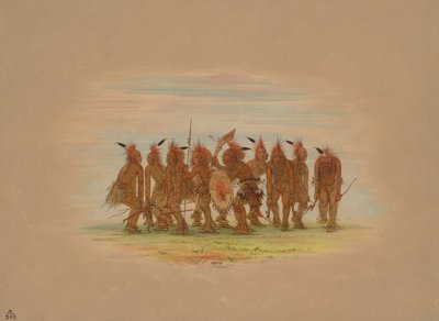 Underholdende dans - Saukie, 18611869. af George Catlin
